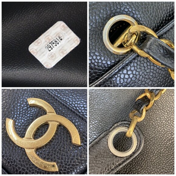 CHANEL Triple CC Logo Chain Shoulder Tote Bag Caviar Leather BK Vintage - Picture 14 of 15